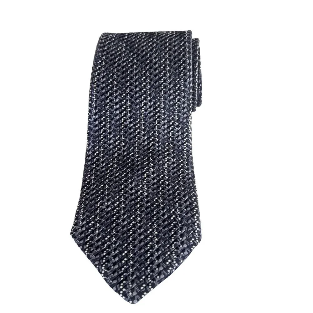 Vintage Victor Talbots Men's 100% Silk Pleated Geometric Print Handmade Necktie - Picture 2 of 6